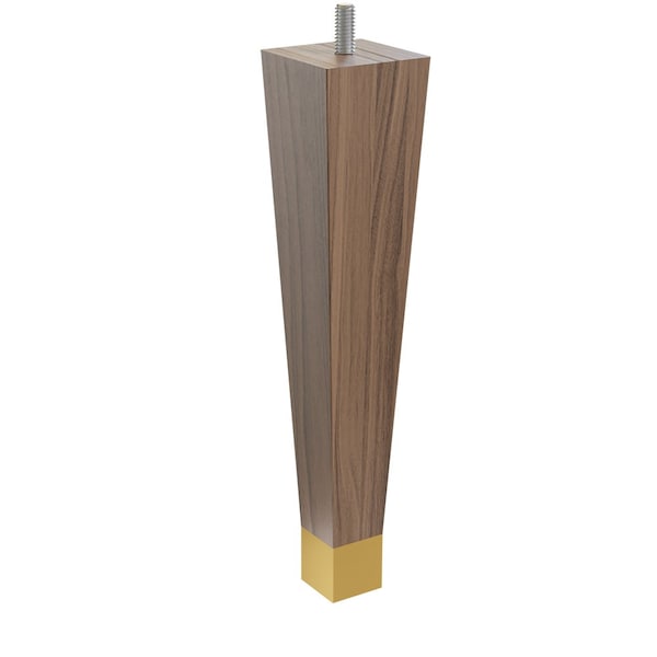 Designs Of Distinction 9" Square Tapered Leg with bolt and 1" Warm Bronze Ferrule - Walnut 01241009WLWB6 - main